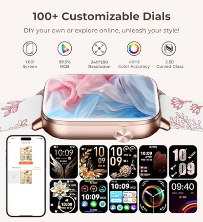 Iaret Smart Watch for Women, 1.83" HD Fitness Tracker with 4 Bands, Answer/Make Calls, Heart Rate/Sleep/SpO2/Step Tracking, 100+ Sport Modes, Android/iPhone Compatible Gift (White) - color: White