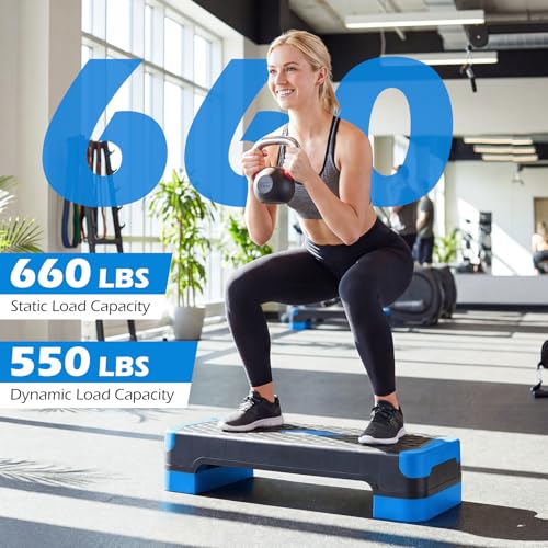 Goplus 3-in-1 Aerobic Step Platform, 600 LBS Adjustable Exercise Stepper - color: Blue