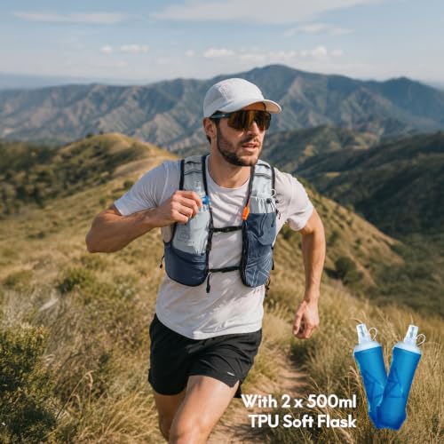 Haimont 8L Trail Running Hydration Vest with Soft Flasks - color: Grey, size: Large