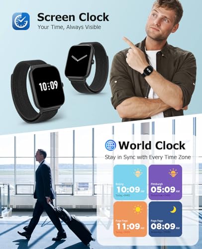 Luxury Black Metal Smart Watch for men with Magnetic Band, 2.06" AMOLED AOD - color: Midnight Black Metal