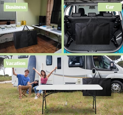 4/6/ 8 Foot Folding Table Storage Bag, Waterproof Heavy Duty Large Carrying Bag for Folding Tables, Picnic/Camp Tables Cover with Durable Zipper & Shoulder Strap, 31" D X 37" W X4.5 H, Black - size: 6FT Folding Table Bag