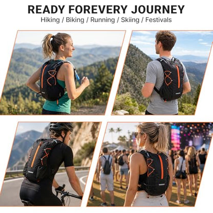 Hydration Backpack with 2L Bladder Water Pack for Hiking Cycling Running - color: black