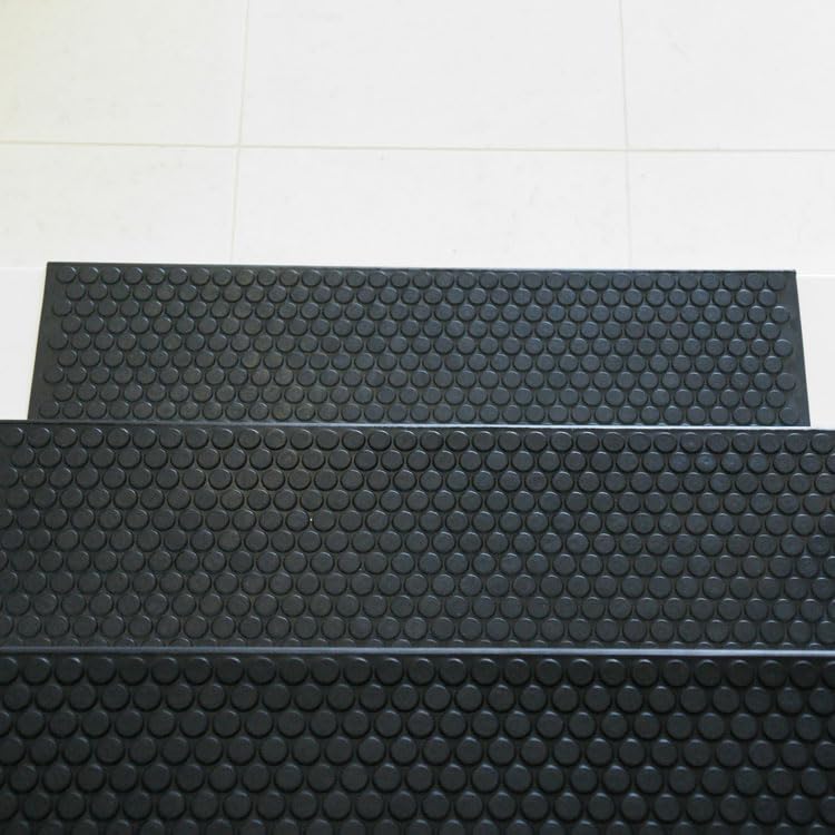 Rubber-Cal "Coin-Grip Non-Slip Rubber Tread Stair Mats 6 Count (Pack of 1), Black, 9.75" x 29.75" (10-104-009)