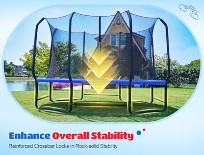 ORCC Oval Outdoor Trampoline with Safety Net - Recreational Gymnastics Trampoline for Kids, 1200LBS Capacity, Heavy-Duty Galvanized Steel Frame - size: 10*16FT