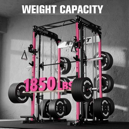 RitFit M1 Pro Smith Machine Cable Crossover Power Cage Home Gym - color: PINK, size: M1 PRO