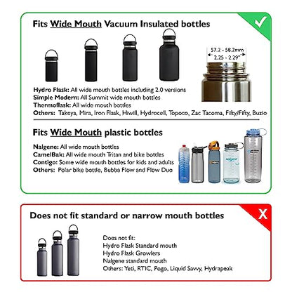 Paravalve High Performance Straw Lid for wide mouth water bottles, Leak-Proof, Insulated, Soft Touch Shaka Handle, BPA Free - color: Black - Shaka
