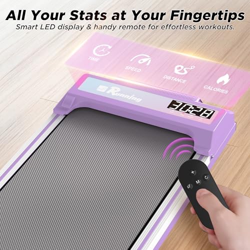 FYC Walking Pad with Incline for Home & Office - Under Desk Walking Pad Treadmill, Portable Walking Machine with Remote Control, LED Display, 300LBS Capacity, 2.5HP Quiet Motor - color: purple