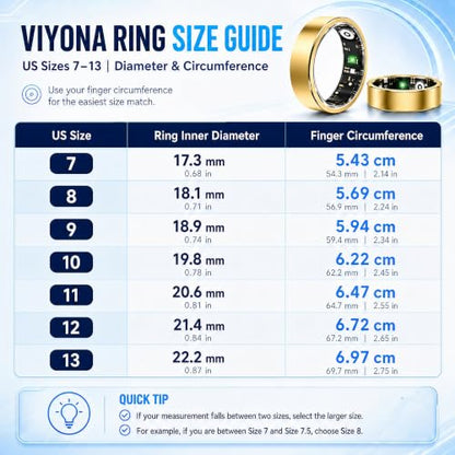 Smart Ring Fitness Tracker for Men & Women with Sleep, Heart Rate & SpO2 - color: Gold, size: 9