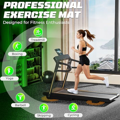 PRAISUN 0.56" Rubber Top Gym Flooring, Heavy Duty Gym Mats for Home Gym - size: 12 Tiles (48 Sq Ft)