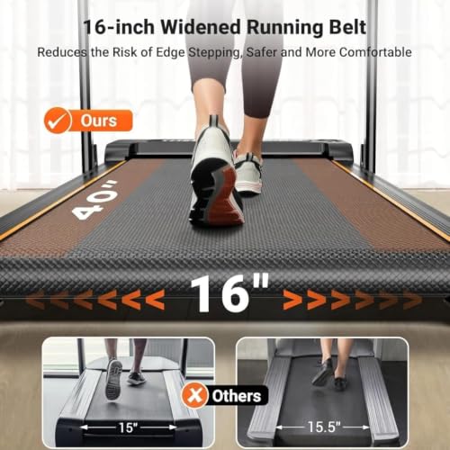 THERUN Walking Pad with Handle Bar, Compact Under Desk Portable Treadmill