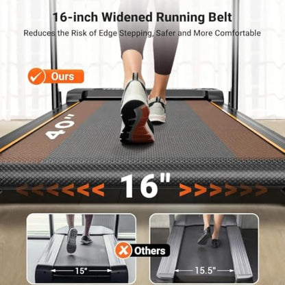 THERUN Walking Pad with Handle Bar, Compact Under Desk Portable Treadmill