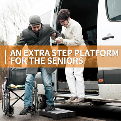 Ronlap Small Step Stools for Adults Car Step Stool for Elderly, Black-White - color: Black-white