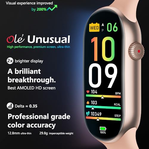 FITVII Slim Fitness Tracker with Blood Oxygen, Blood Pressure, 24/7 Heart Rate and Sleep Tracking, IP68 Waterproof Activity Trackers and Smart Watches with Step Tracker, Pedometer for Women Men - color: Blush