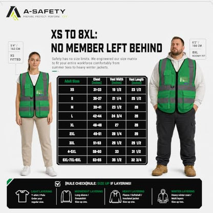 A-SAFETY green work vest - color: Green, size: X-Large