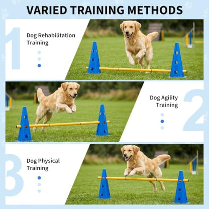 TrailBlaze Dog Agility Equipment Training Set, 12 Pack 32cm Plastic Agility Cones with 6 Adjustable Agility Jump Rods, for Puppy Medium Large Dogs Outdoor Backyard Exercise