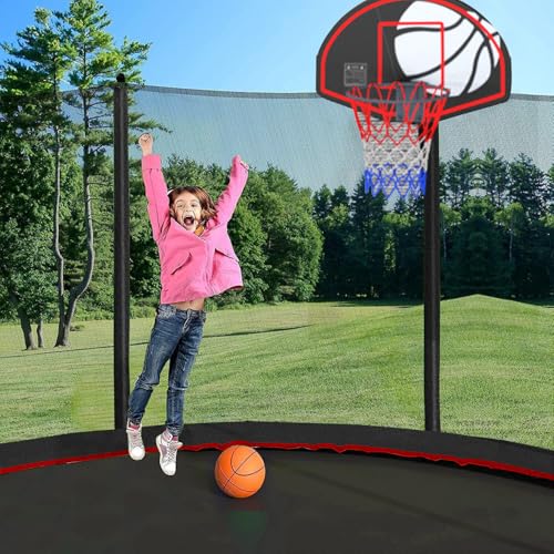 1500 LBS 8FT 12FT 14FT 16FT Trampoline for Kids and Adults, Outdoor Trampoline with Enclosure Net, Sprinkler, Water Ball, Large Trampoline with Lights with Music Speaker, Socks - ASTM Approved - color: Black 12FT