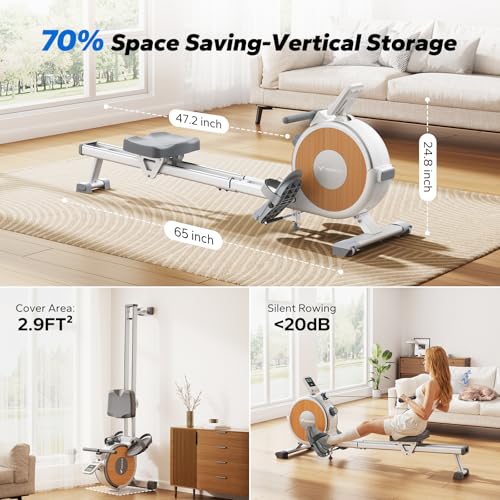 Merach Q1S Magnetic Rowing Machine Indoor, Dual Slide Rail, Quiet & Smooth - style: Manual-Adjust (Silent Version)