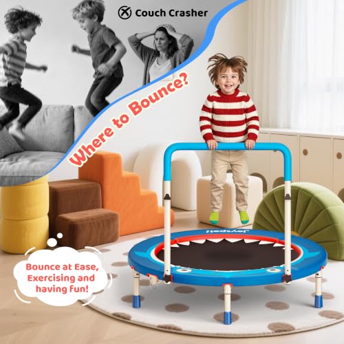 36-Inch Toddler Trampoline with Foam Handle, 3FT Foldable Mini Rebounder - color: Blue