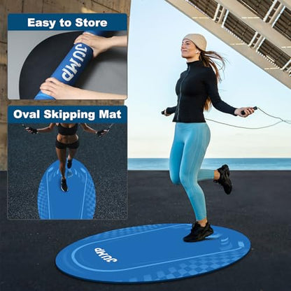Jump Rope Mat Outdoor Indoor,Oval 52'' x 36'' Non-slip Fitness Exercise Mat - color: Navy