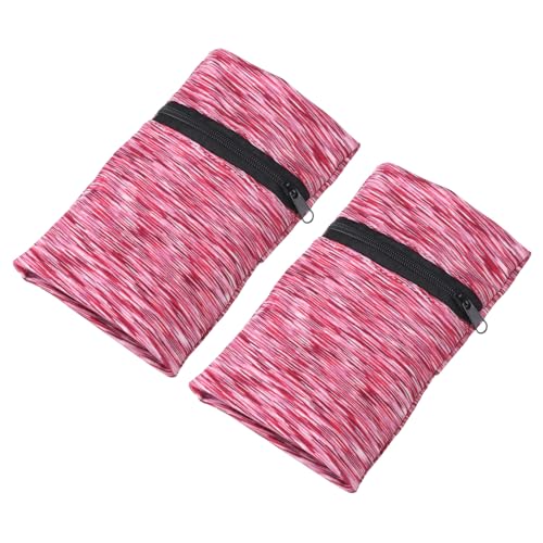 PATIKIL Wrist Pouch Wrist Wallet Sports Wristband Wallet with Zipper Pocket for Running Jogging Hiking Cycling Yoga - color: Rose Red