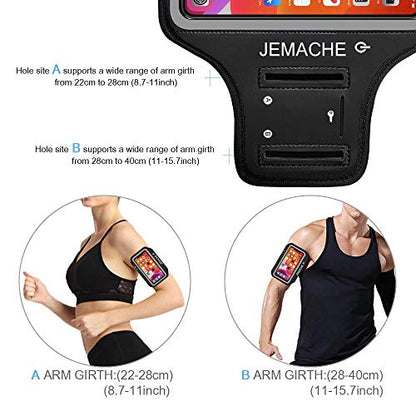 iPhone 17 16 Pro Armband, JEMACHE Gym Workouts Running Arm Band for iPhone 17/16/15/14/13/12 Pro (Black) - color: Black