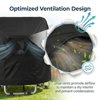55" Trampoline Cover, Round Waterproof Outdoor Trampoline Cover for Kids, Windproof Weather Protection, Anti-Pooling, UV Resistant 420D Oxford