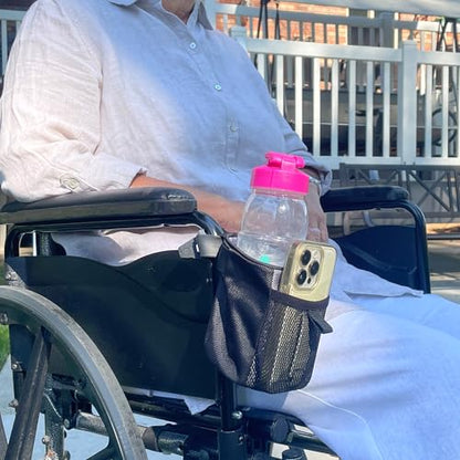 Easy Drink Holder with Small Pouch, No Tools Mount for Walkers, Wheelchairs