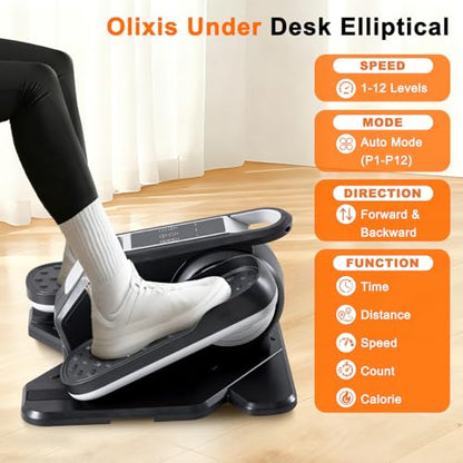 Under Desk Elliptical Machine with-Remote Control - color: Silver