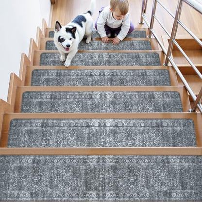 OJIA Stair Treads Non-Slip Stair Runner for Wooden Steps 15PC 30"x8" - color: Dark Gray, size: 30" x 8"