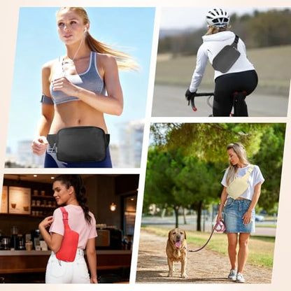 2L Fanny Pack for Women Men, Large Everywhere Belt Bag with Adjustable Strap 55", Crossbody Bag Water-resistant for Travel Sports Running Hiking, Fashion Waist Bag Everglade Green - color: Everglade Green