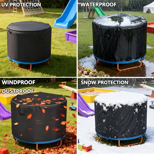 XCZ trampoline cover, outdoor jumping bed cover, suitable for 60 inch round children's trampoline , full coverage. Black - size: 62" Dia x 47" H