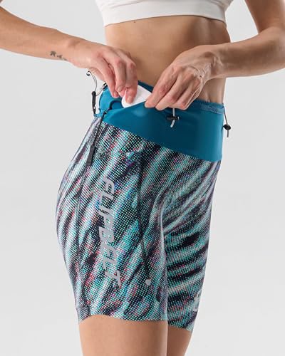 FlipBelt Women's Trail Running Compression Shorts - Digital Blue - S