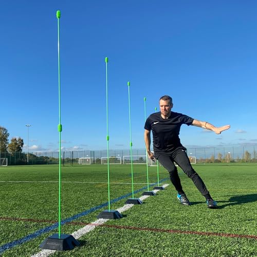 QUICKPLAY Pro Agility Poles Set of 10 - Adjustable 3ft to 6ft - size: Set of 10 Agility Poles + set of 5 base weights
