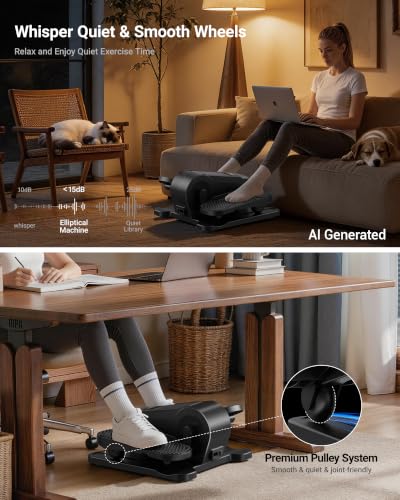 Under Desk Elliptical Machine, Mini Elipse Leg Exerciser with 12 Speeds