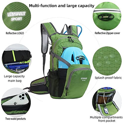 Hiking Daypack 15L Lightweight Waterproof Backpack - color: Olive