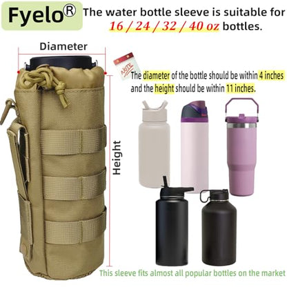 Tactical MOLLE Bottle Pouch Basic Style & Enhanced with Shoulder Strap - color: Brown-Basic