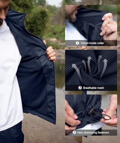 Men Women Rain Suits Waterproof Rain Gear Jacket and Pants for Golf Fishing - color: Blue, size: Small
