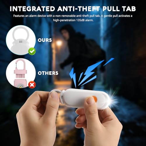 Personal Safety Alarm for Women, Works with Apple Find My, 135dB SOS Siren with Strobe Light, Anti-Loss Pull Pin, Type-C Rechargeable Keychain Alarm, iOS Only