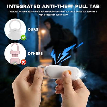 Personal Safety Alarm for Women, Works with Apple Find My, 135dB SOS Siren with Strobe Light, Anti-Loss Pull Pin, Type-C Rechargeable Keychain Alarm, iOS Only