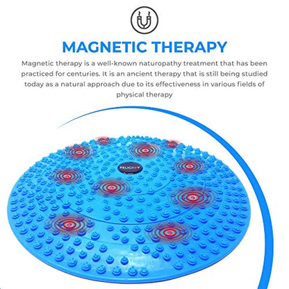 Daiwa Felicity Foot Massager Mat - Reflexology Mat with Magnetic Therapy Acupressure Disc - Ergonomic Acupressure Mat for Feet Relaxation, Pressure Point Pad - (Blue) - color: Blue
