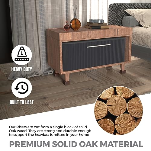 FASONLA Bed Risers (Set of 8) Furniture Risers Lifts Height 2", Oak Solid Wooden Risers for Bed, Furniture, Table, Sofa, Chair Risers with Non-Slip Recessed Hole (8pcs-2" Hight-Walnut Color) - color: 8pcs-2" Hight-walnut Color