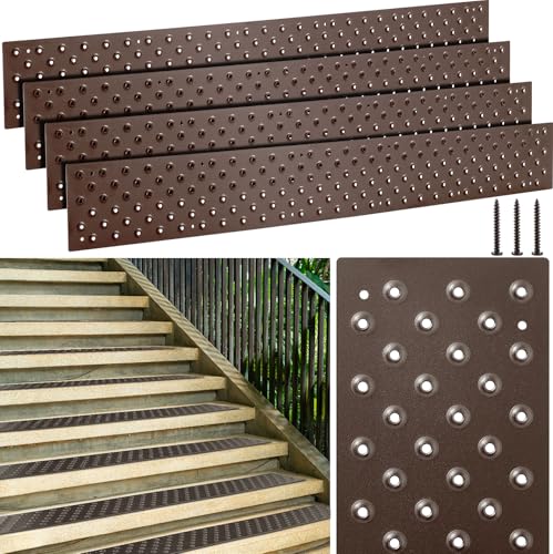 Gisafai 4 Pcs Aluminum Non Slip Stair Tread 30 x 3.75 Inch Metal Nosing - size: 30 x 3.75 Inch