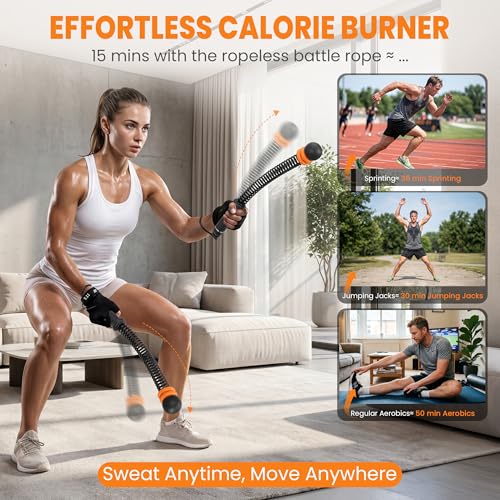 Ropeless Battle Ropes with Adjustable Weight, 2 Pack, Black - color: Black