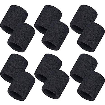 Bememo 12 Pcs Sweatbands Wrist Bands - color: Black, size: 3.15 Inch