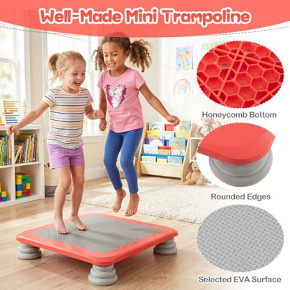 BABY JOY 25.5" Mini Trampoline for Kids Indoor & Outdoor - color: Red