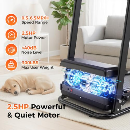 Lastforever Walking Treadmill with Extra-Long Safety Handrails, Home Recovery Fitness Exercise Machine for Elder, Senior Treadmills for Home, Heart Rate Monitor, LED Display, 310 lbs Capacity
