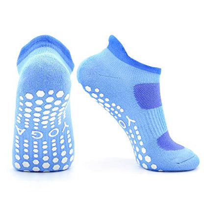 Busy Socks 2 Pack Women Ankle Non Slip Yoga Pilates Grip Socks with Cushion - color: 2 Pairs Blue