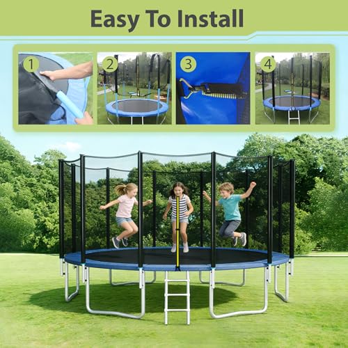 Trampoline Net Replacement 8/10/12/14/16FT Safety Enclosure Nets - size: 8FT 6Poles