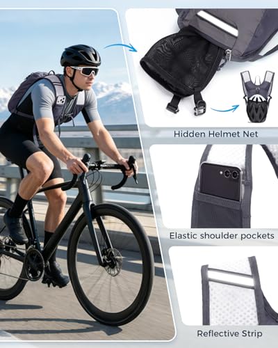 Blue Quartz Hydration Backpack with 2L Water Bladder, Hiking Water Pack with Insulated Compartment for Women Men, Lightweight Running Hydration Vest with Phone Pocket for Cycling, Biking - color: Gray