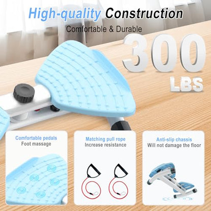 Waist Twister Machine with Resistance Bands - 300 lbs Weight Capacity, Non-Slip Twist Board, Noiseless Ab Twister for Belly Fat Loss, Home Gym Equipment for Women/Men - color: blue